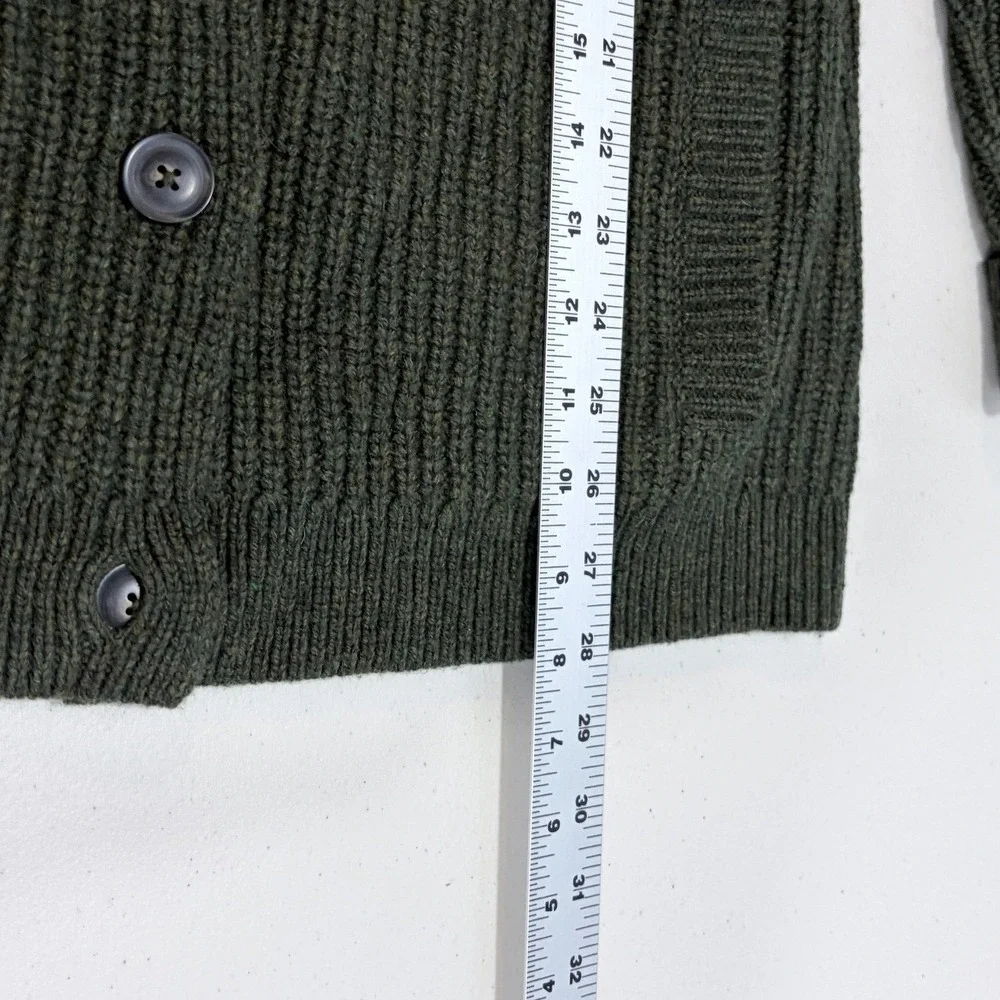 Pendleton Cardigan Olive Green Shawl Collar Ribbed Lambswool Pocket Large